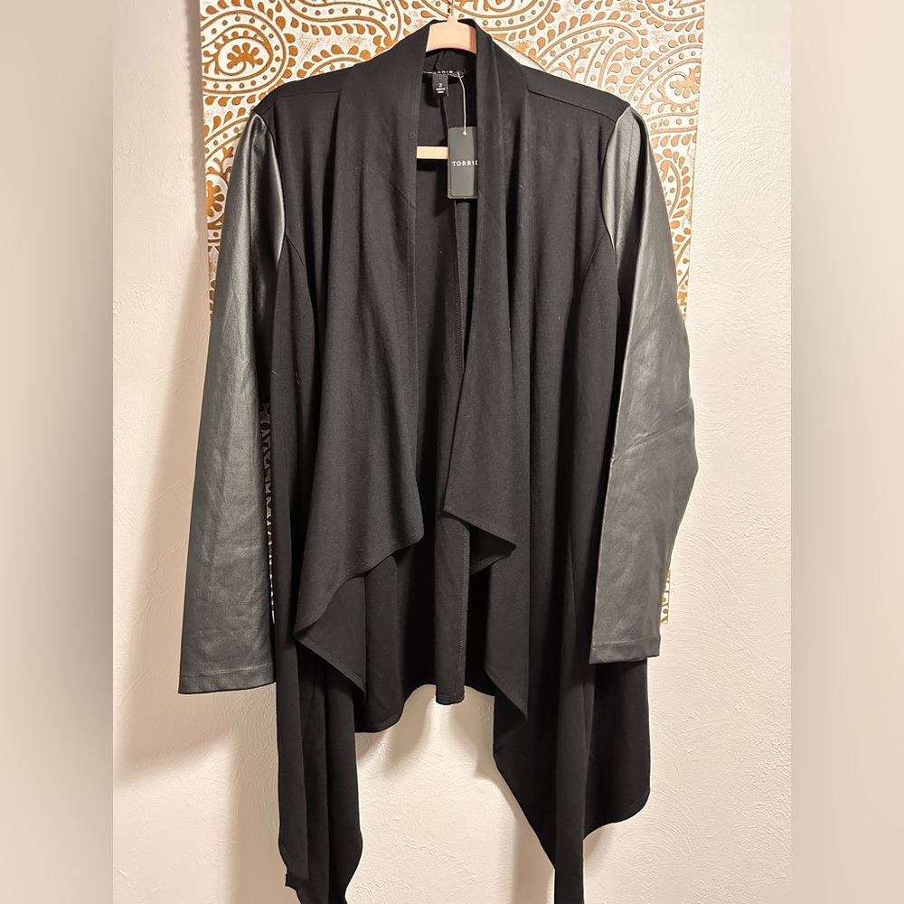 Torrid Women's Black Draped Faux Leather Jacket